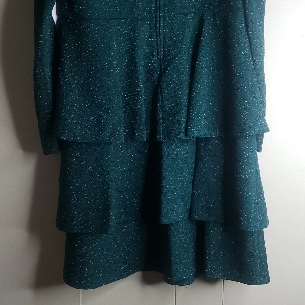 Honey & Rosie Girls  Hunter Green Long Sleeve Ruffles Squin Dress 16